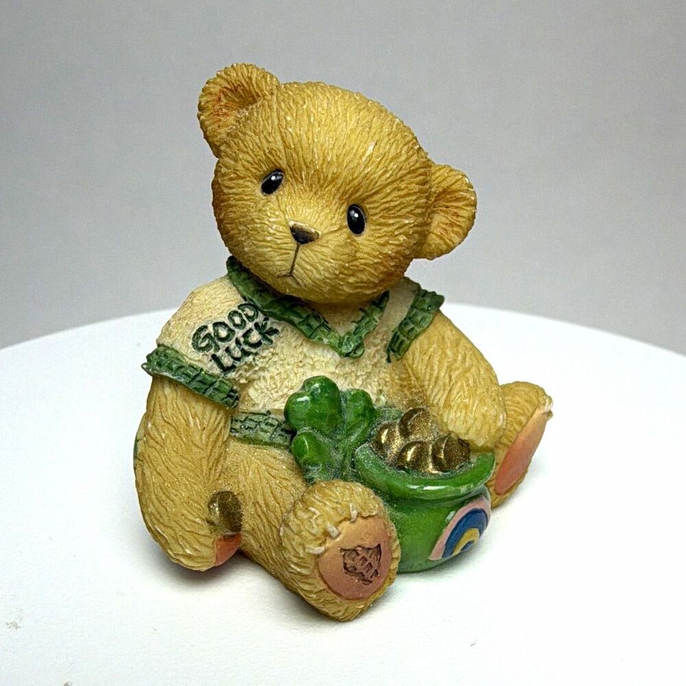 Enesco P. Hillman 1998 St. Patrick's Day Mini Bear Figurine Bowl Shamrock 476943